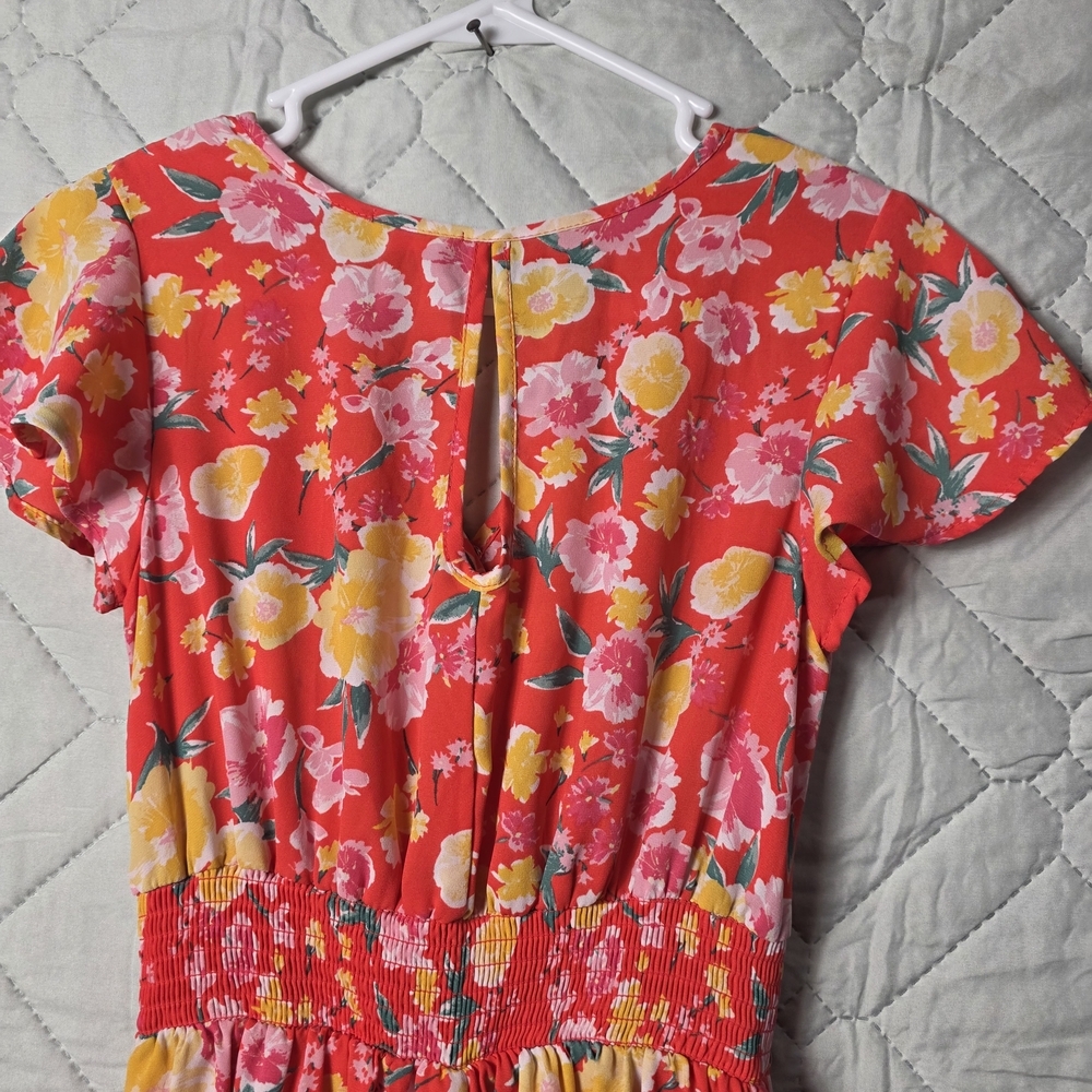 Sienna Sky Orange Size XS
 Floral Short Sleeve Dress midi
Lightweight fabric - Picture 7 of 11